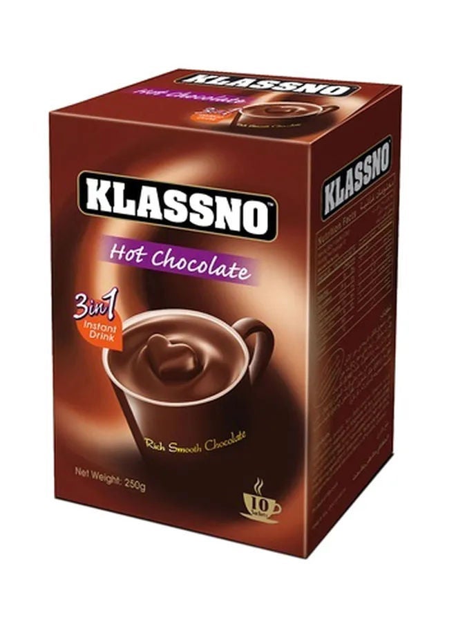 Klassno 3-In-1 Instant Drink Hot Chocolate Sachets, 10 Pcs