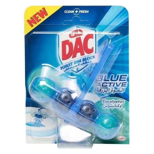 Dac Blue Active Eucalyptus Toilet Cleaner Rim Blocks, 4 Pcs