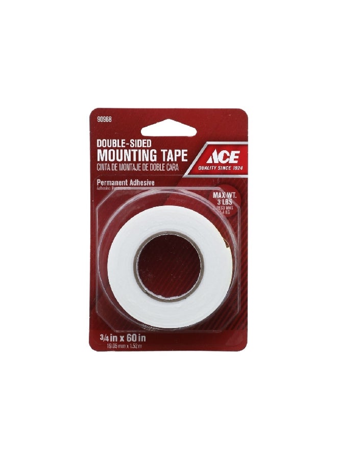 Ace Double Sided Mounting Tape White 3/4 x 60 Inch 522289