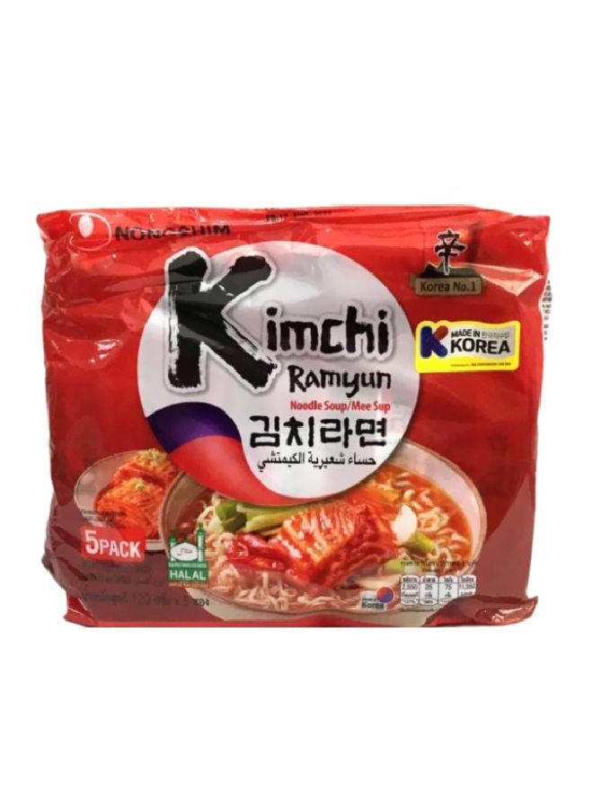 Nongshim Spicy Kimchi Ramyun Noodle Soup, Pack Of 5