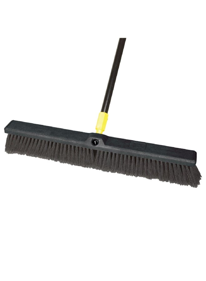 Ace Powder Coated Steel Handle Lightweight Soft Sweep Push Broom Black 24 X 3 X 60 Inch 533ACE