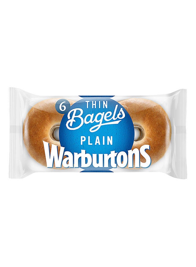 Warburton Thin Plain Bagel, 6 Pcs