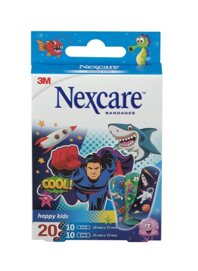 3M Nexcare Happy Kids Plasters For Boys, 20 Pcs
