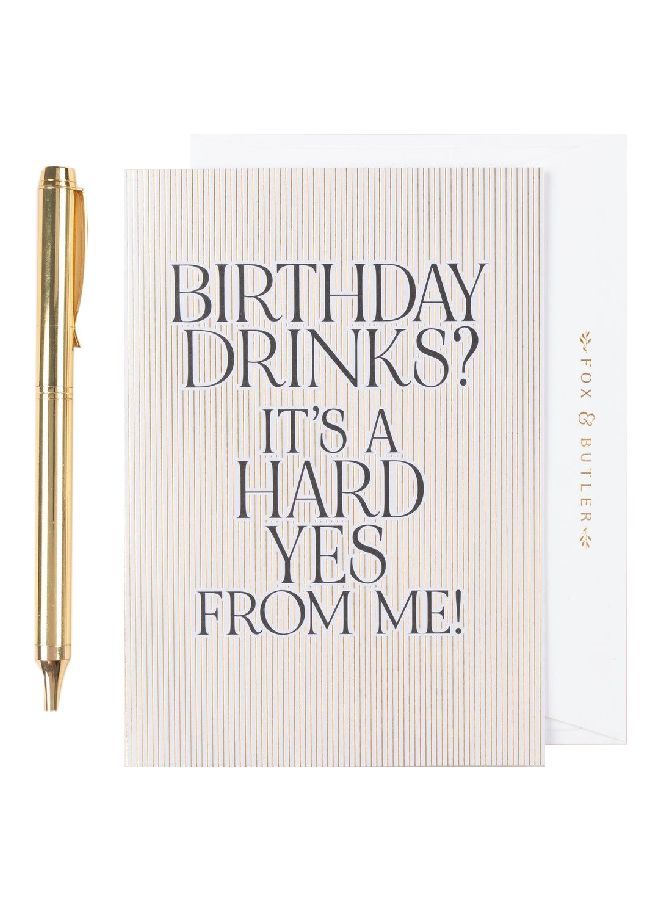 Fox & Butler Birthday Drinks Hard Yes From Me Greeting Card