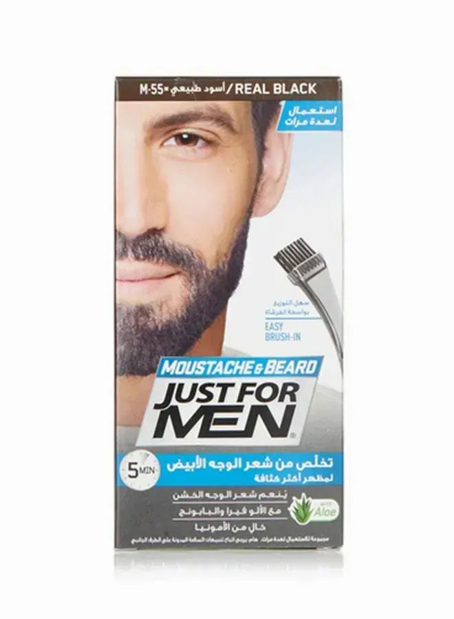Just For Men Moustache And Beard Brush-In Color Gel Hair Color, M 55 Real Black