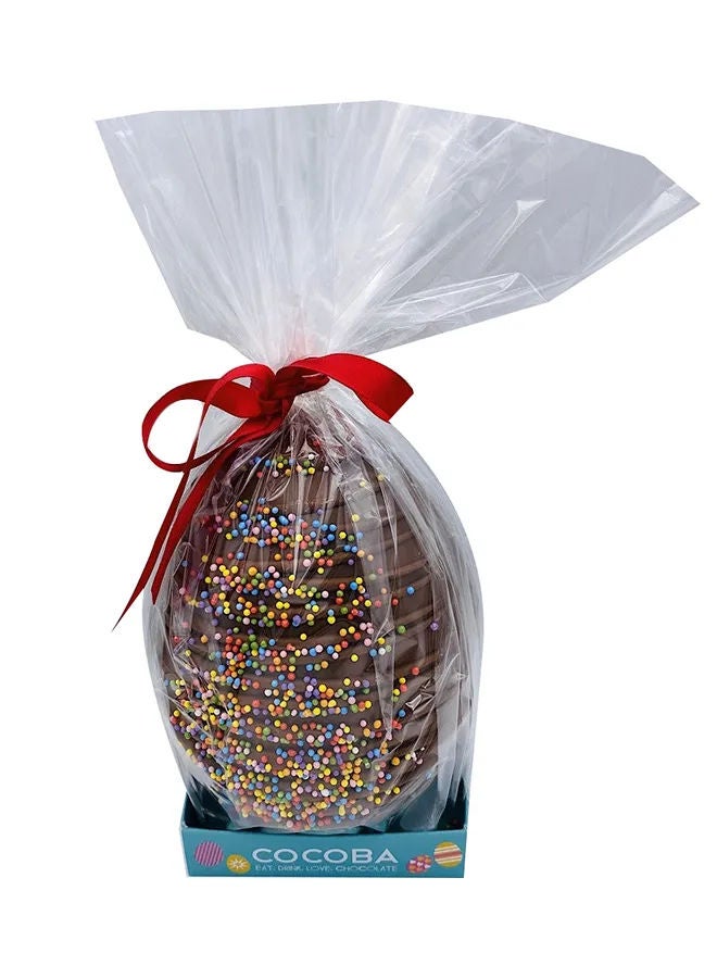 Cocoba Milk Chocolate Drizzled Easter Egg With Coloured Sprinkles