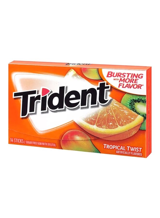 Trident Sugar Free Chewing Gum, Tropical Twist, 14 Pcs