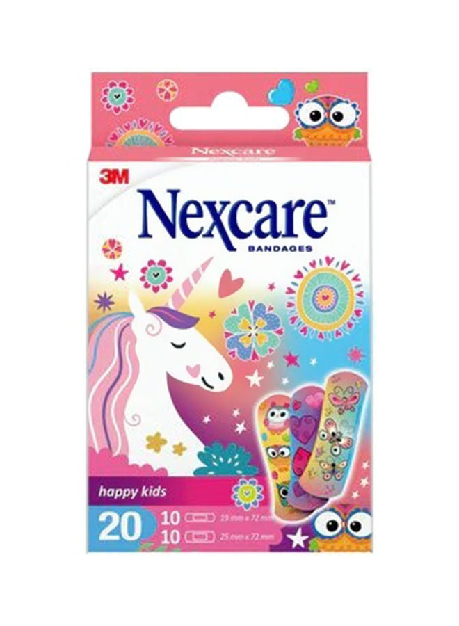 3M Nexcare Happy Kids Plasters For Girls, 20 Pcs