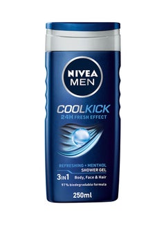 Nivea Men Cool Kick Shower Gel 3In1, 24H Fresh Effect, Masculine Scent