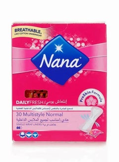 Nana Daily Fresh Single Wrapped Liners, Multistyle Normal, 30 Pcs