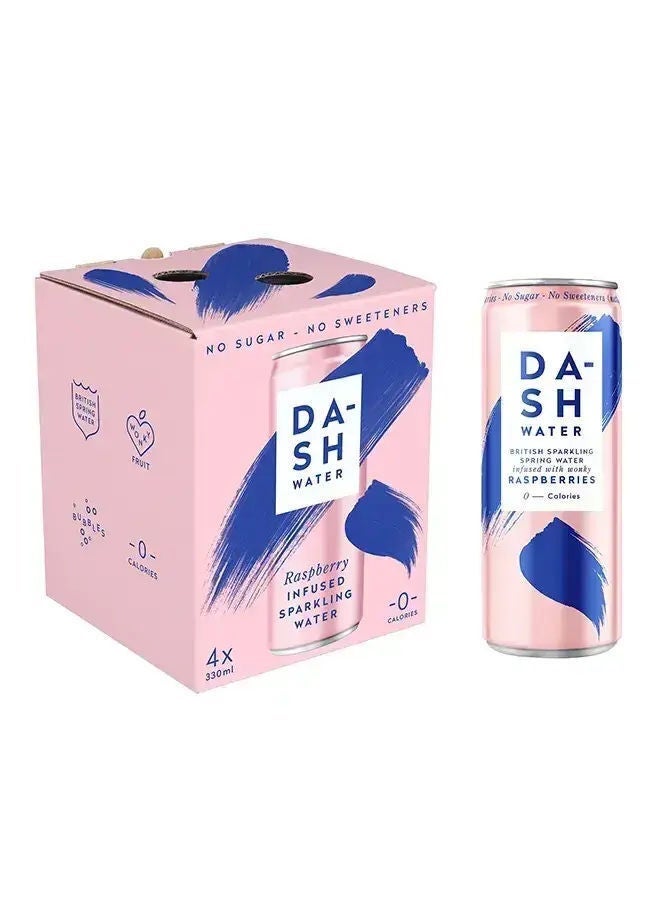 Dash Water Infused Sparkling Water Can, Raspberry, Pack Of 4