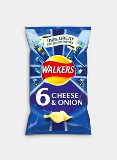 Walkers Cheese & Onion Potato Chips, Pack Of 6