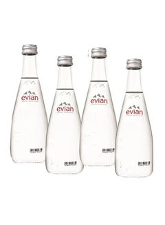 Evian Spring Mineral Water In Glass Bottle, Pack Of 4