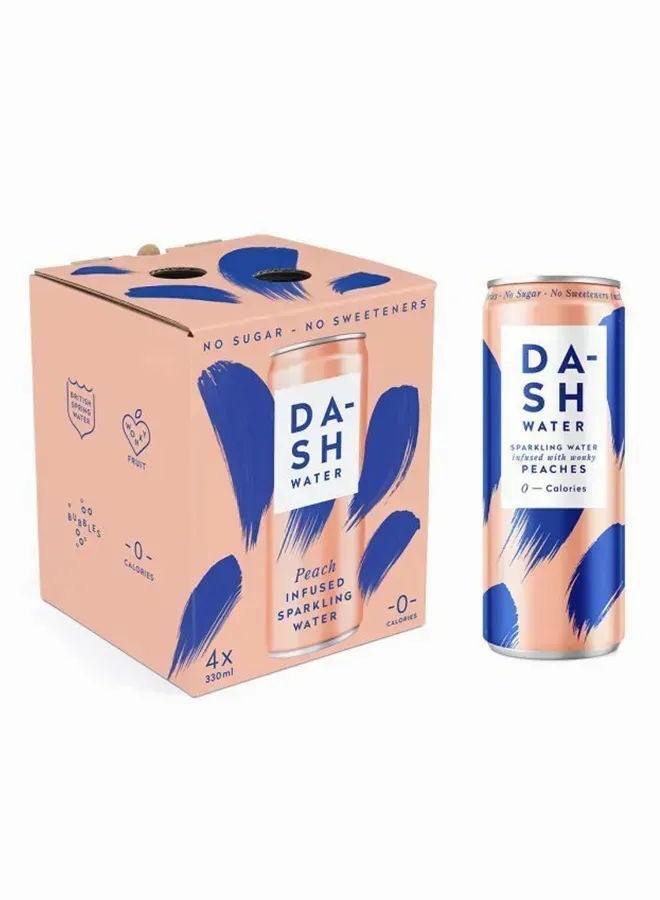 Dash Water Multipack Sparkling Water, Peach , Pack Of 4