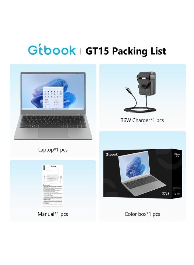 G-Tab GT15 Laptop 15.6” FHD Display, Intel Pentium Gold, 8GB RAM, 256GB SSD, Windows 11 english_arabic grey image 9