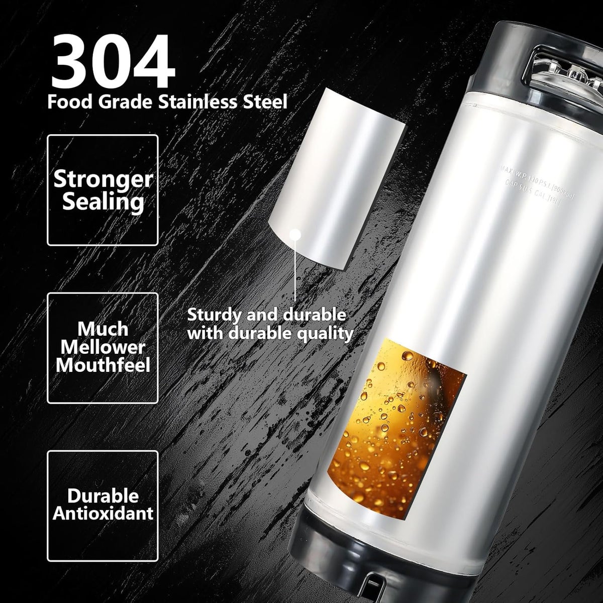 KEG STORM Store Steel Corny Keg, 5 Gallon Ball Lock Homebrew Beer Keg ...