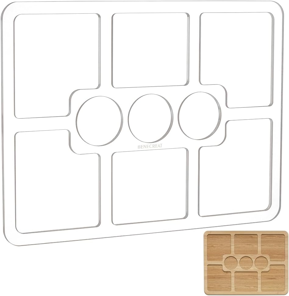 BENECREAT 3-Pocket Valet Tray Router Template – Clear Acrylic Rectangle Template For Woodworking & Inlay Projects