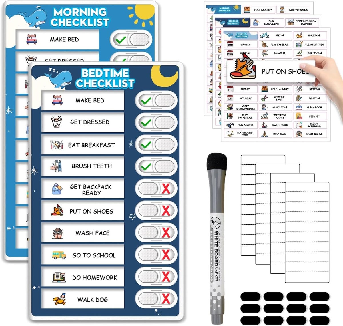 Morning Routine Slider Boxveria Upgraded Slider Morning/Bedtime Routine Chart for Kids ...