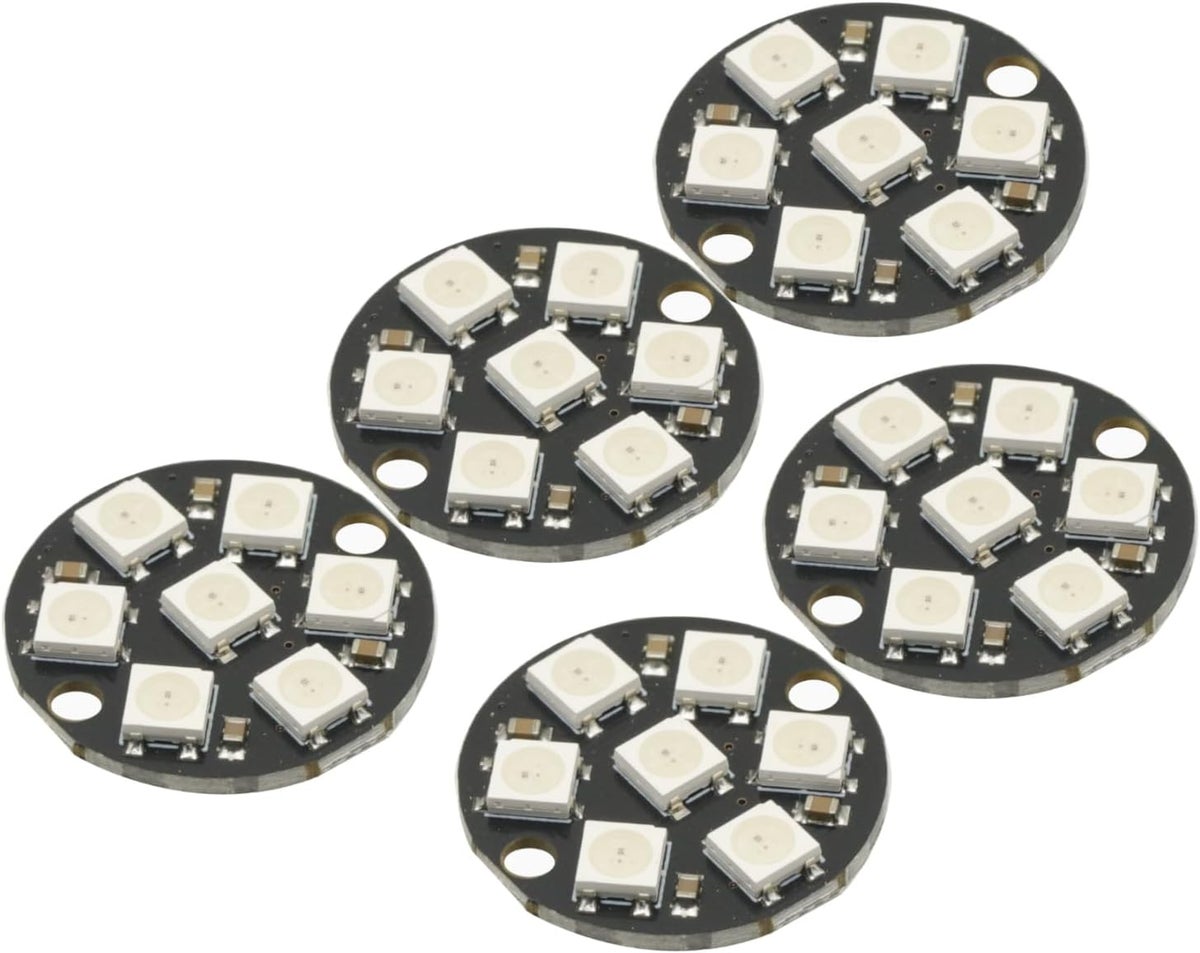 GODIYMODULES 5Pcs WS2812 7-Bit 7 Bits WS2812B LED 5050 RGB LED Ring ...