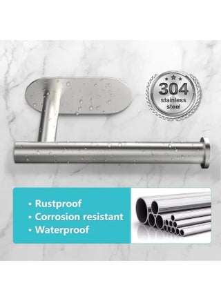 2-Pack Self-Adhesive Toilet Paper Holder – No-Drill Wall Mount, SUS304 Stainless Steel, Matte Black Finish, Fits 6.3-Inch Rolls For Bathroom, Kitchen & RV
