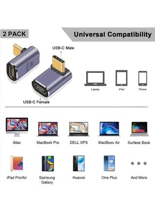 Adattatore USB C 90 Gradi 2 Pezzi USB C Maschio a USB C Femmina Connettore ad Angolo Retto 40Gbps PD 240W Accoppiatore USB C 90° Angolato Adattatore USB Tipo C per Steam Adattatore USB C 90 Gradi 2 Pezzi USB C Maschio a USB C Femmina Connettore ad Angolo Retto 40Gbps PD 240W Accoppiatore USB C 90° Angolato Adattatore USB Tipo C per Steam