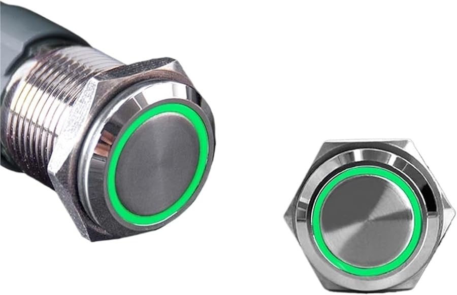 Generic 19mm 220V White Circle Power Waterproof Metal Push Button ...