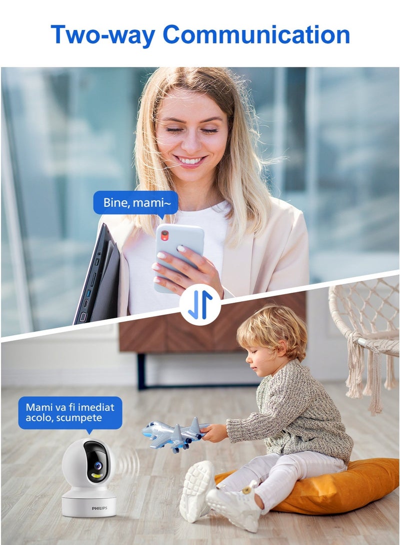 Philips 360° Smart Security Camera, 1080P WiFi Indoor/Outdoor Surveillance, Motion Detection, Privacy Mode,Only supports 2.4G Wifi, Smart Tracking, Tw image 8
