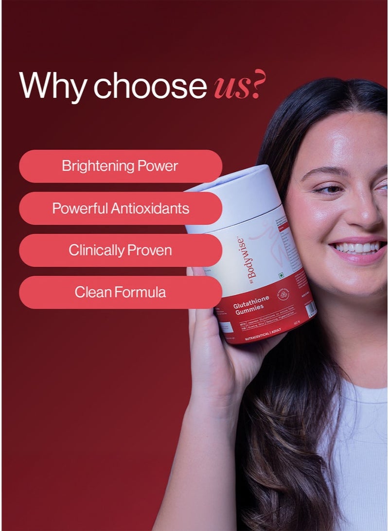 Be Bodywise Be Bodywise Glutathione Gummies for Clear Radiant Skin |  Reduces Pigmentation, Enhances Radiance, Protects Against Pollution & UV  Damage | L Glutathione Gummies 250 Mg With Vitamin C