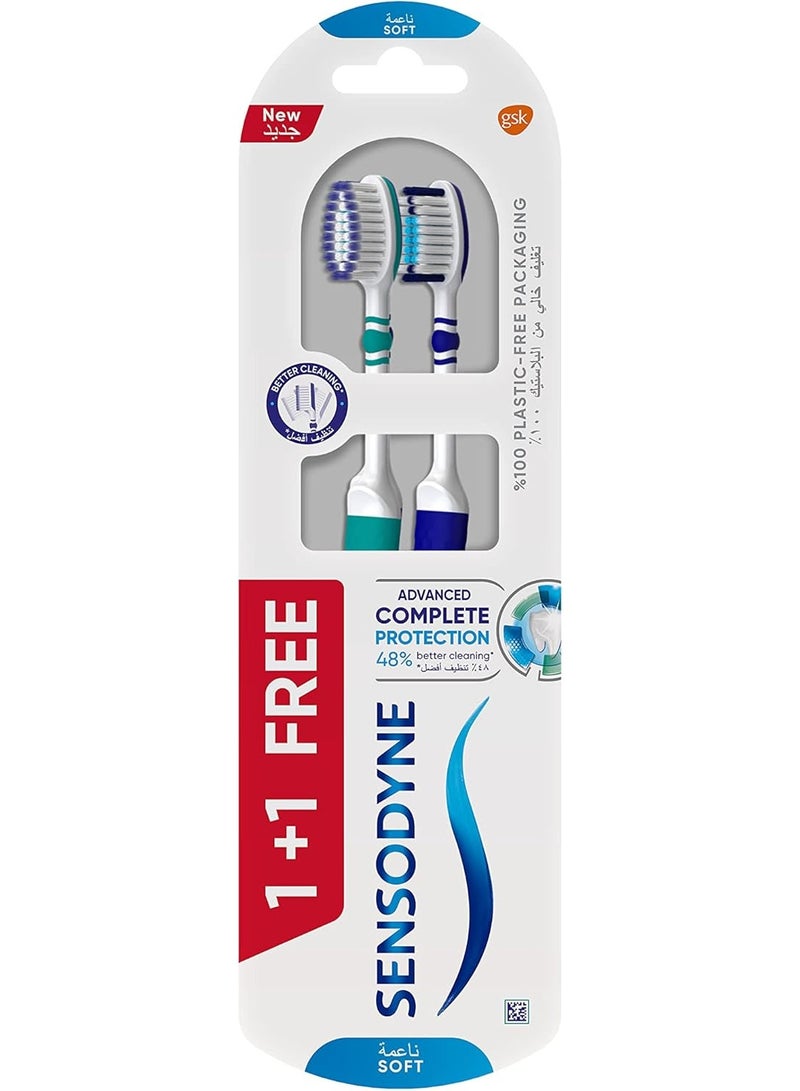 Sensodyne Advanced Repair & Protect Toothbrush Soft, Pack of 2 (1+1 Free), Gentle Manual Toothbrush for Sensitive Teeth & Gentle Gum-Line Cleaning for Adults