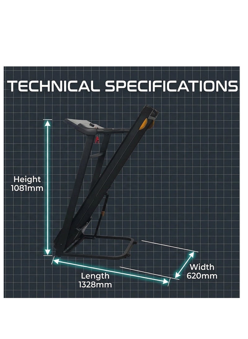 MASTON Home Treadmill & Walking Pad | 3HP Motorized Running Machine with Large LED Display | Hydraulic Folding Treadmill Machine for Home Use | 1-14Km/h, 120kg Capacity, Shuttle Speed Knob image 7