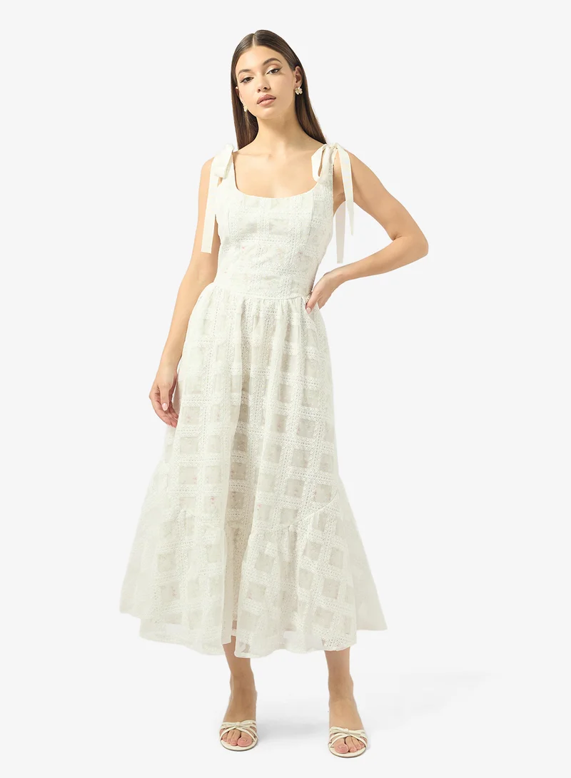 just me lace midi dress Just Me Lace Overlay Dress cream midi ruffle off shoulder Asos Wedding 6 Women