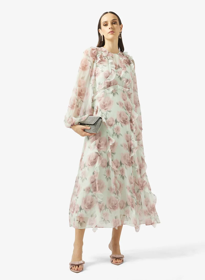 Ted Baker Long Sleeve Waterfall Ruffle Midi Dress for Women | Best Price  Kuwait
