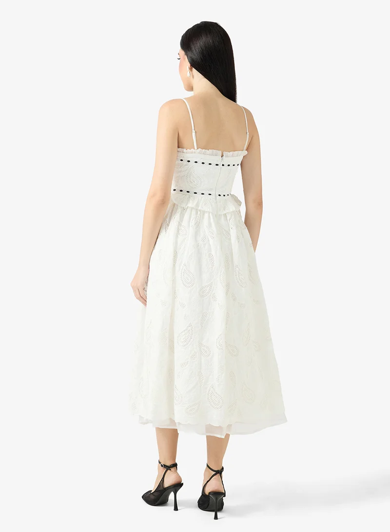Just Me Crochet Lace Ribbon Detailed Midi Dress for Women | Best Price KSA