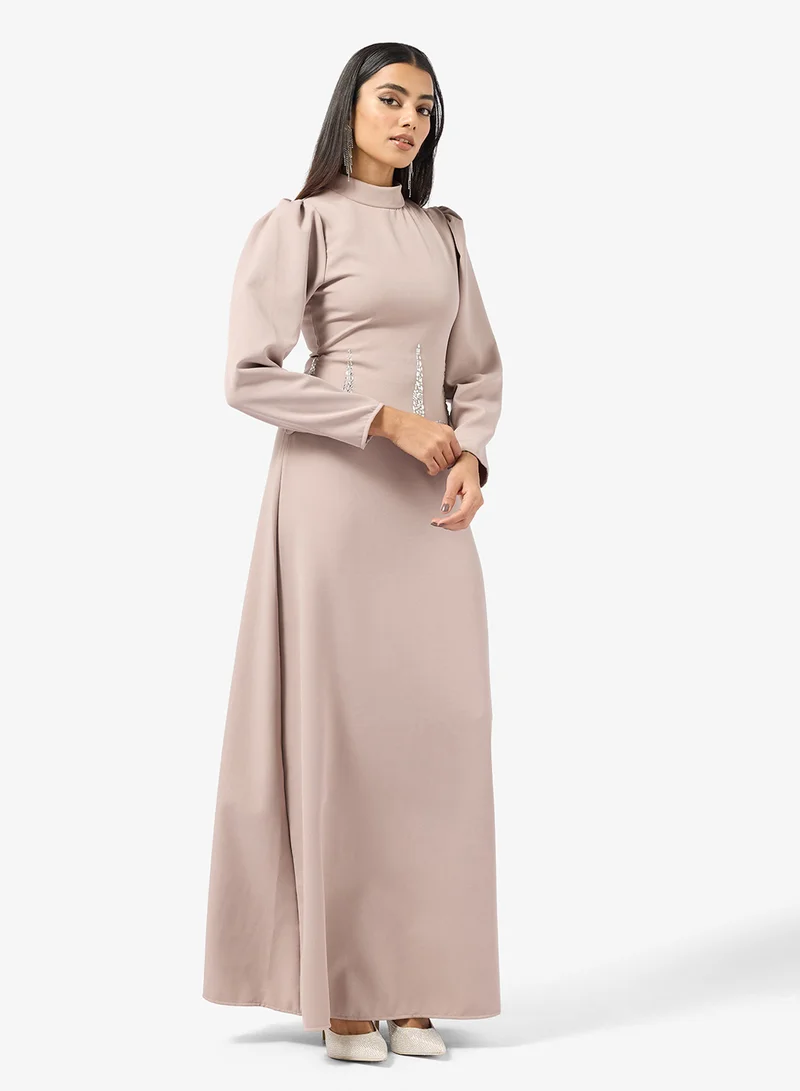 Khizana Mock Peplum Dress With Embellished Waist for Women | Best Price Oman