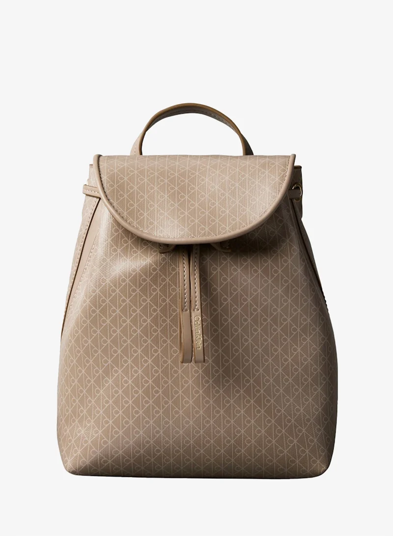 CALVIN KLEIN DESERT TAUPE AOP Emblem Print Flap Backpack for  display picture 2