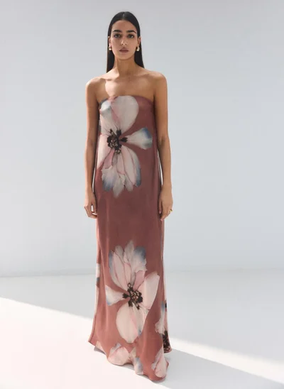 open lace back dress Yellow Strapless Laser Cut Lace Floral Detail Maternity Dress  PinkBlush
