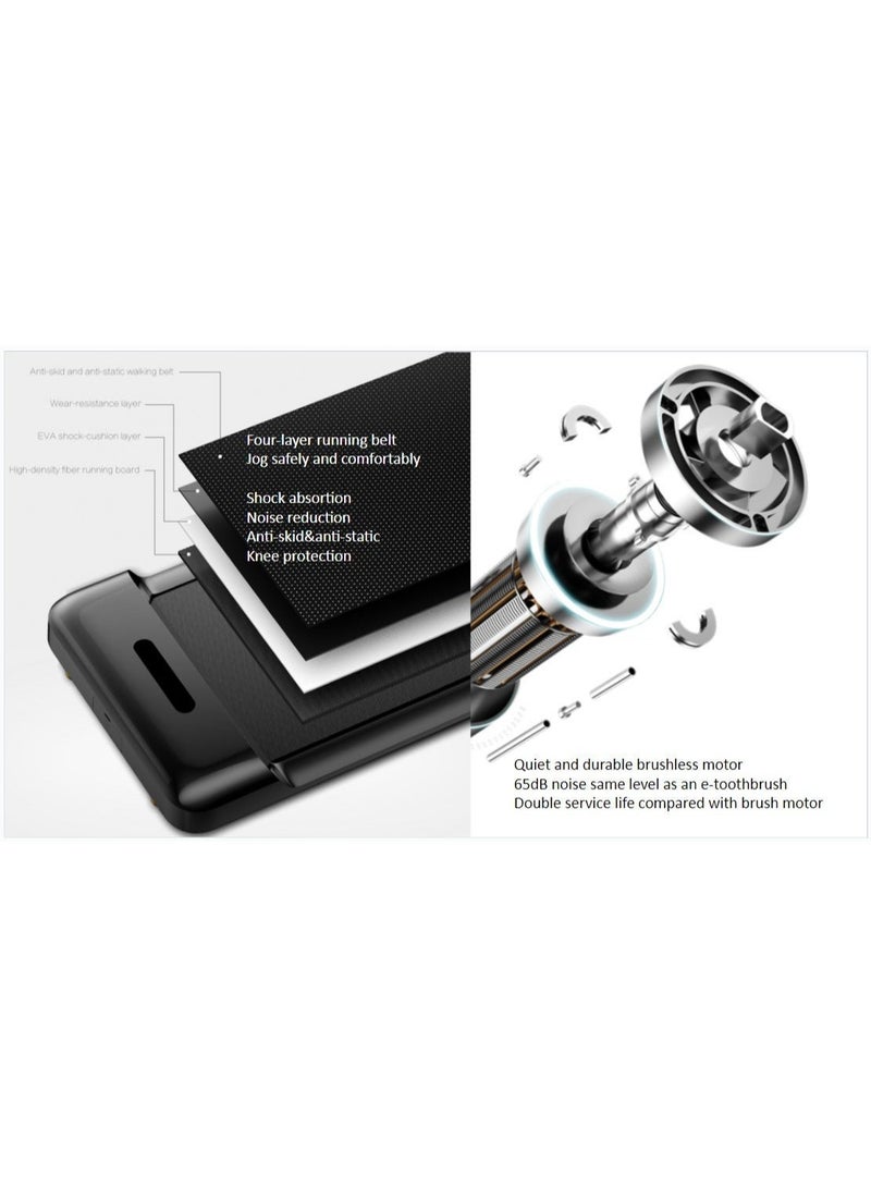 Kingsmith WPS1F WalkingPad C2 | Patented "folding" technology | up to 6 km/h speed range | 25Kg light and flexible | Overload protection | Brushless 1HP DC Motor | upto 100Kg weight capacity | with remote control | Black image 11