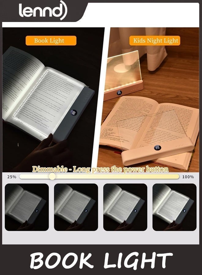Smart LED Flat Reading Light – Full-Page Illumination, 3 Color Temperatures, Dimmable, Timer, Rechargeable, For Night Reading