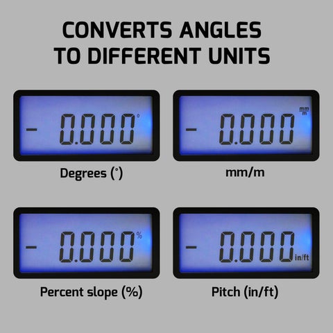 Digital Angle Finder & Magnetic Protractor – 0~360° Backlit LCD, V-Groove Base, Converts To °/mm/m/Slope/Pitch, For Woodworking, Table Saws, Construction