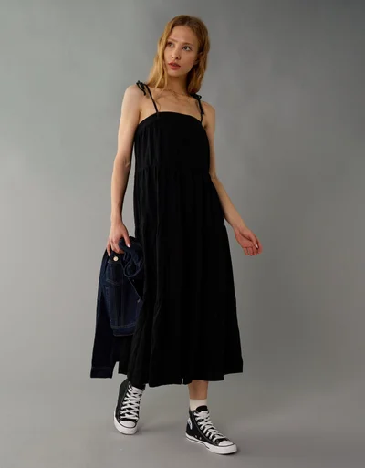 american eagle black maxi dress American Eagle Soft & Sexy Cutout Sleeveless Dress-Size Medium – Second Bite main image 0
