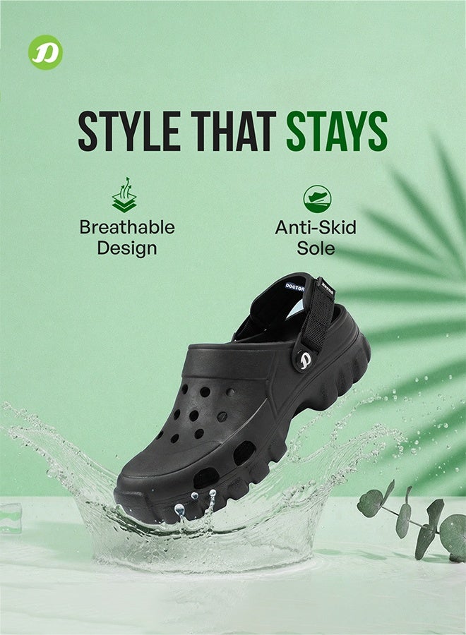 DOCTOR EXTRA SOFT Men's Classic Casual Sports Clogs/Sandals with Adjustable Back Strap for Adult | Comfortable & LightWeight| Stylish & Anti-Skid|Waterproof & Everyday Use Mules for Gents & Boys D-546 image 3