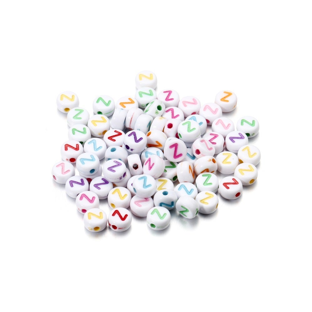 Generic Acrylic Alphabet Beads 26 Single English Loose Beads Handmade ...