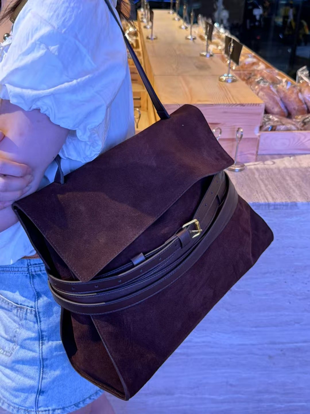 Generic 2025 Strap Shoulder Bag Large Capacity Frosted Cowhide Tote Bag ...