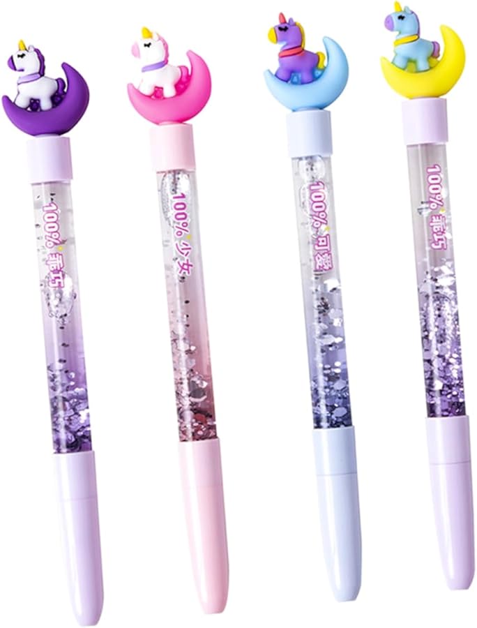 Generic Angoily 4pcs Cartoon Gel Pens Glitter Ink Smooth Writing for ...
