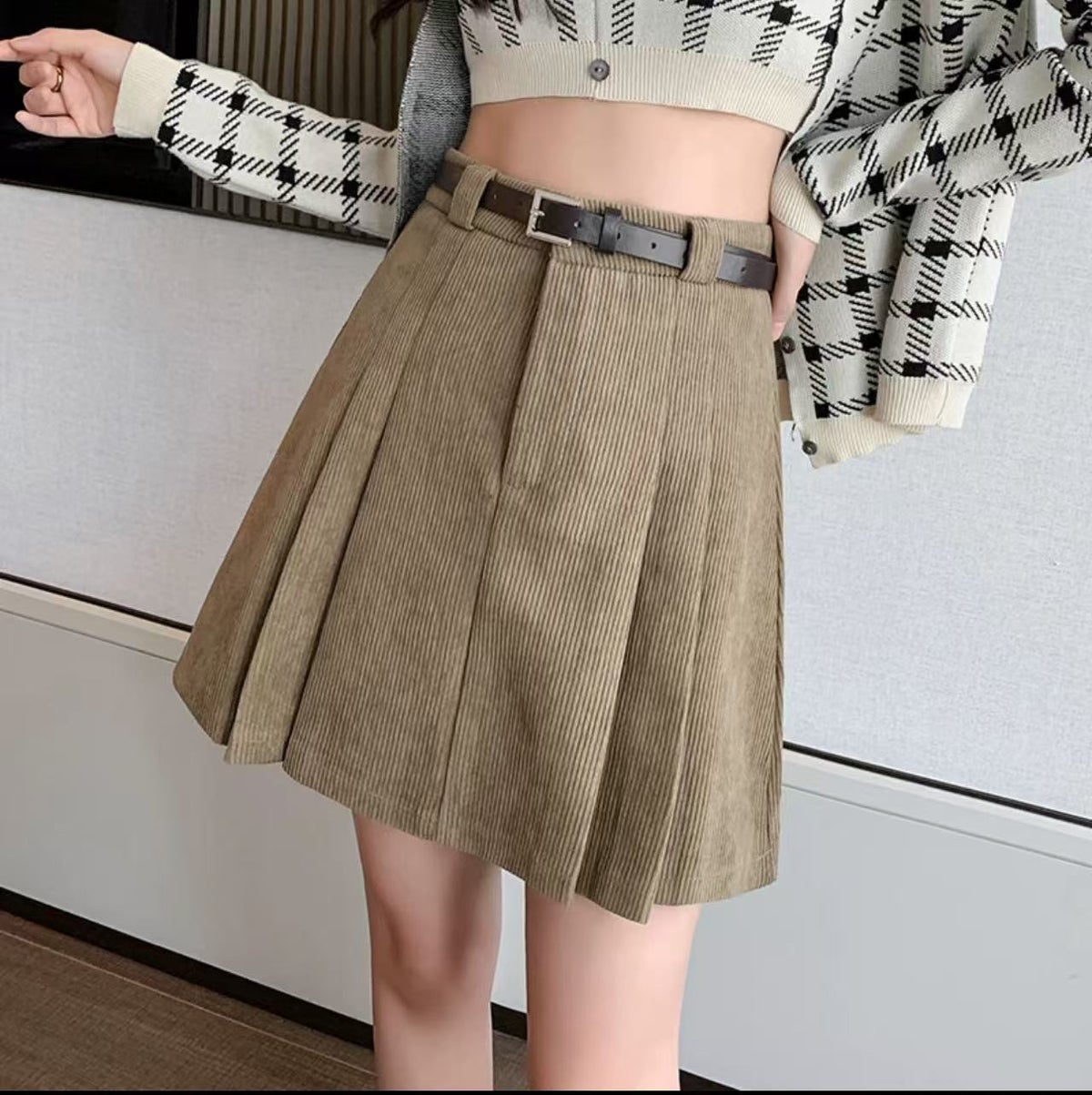 Generic High Waist Corduroy A- Line Short Skirt Women'S Plus Size ...
