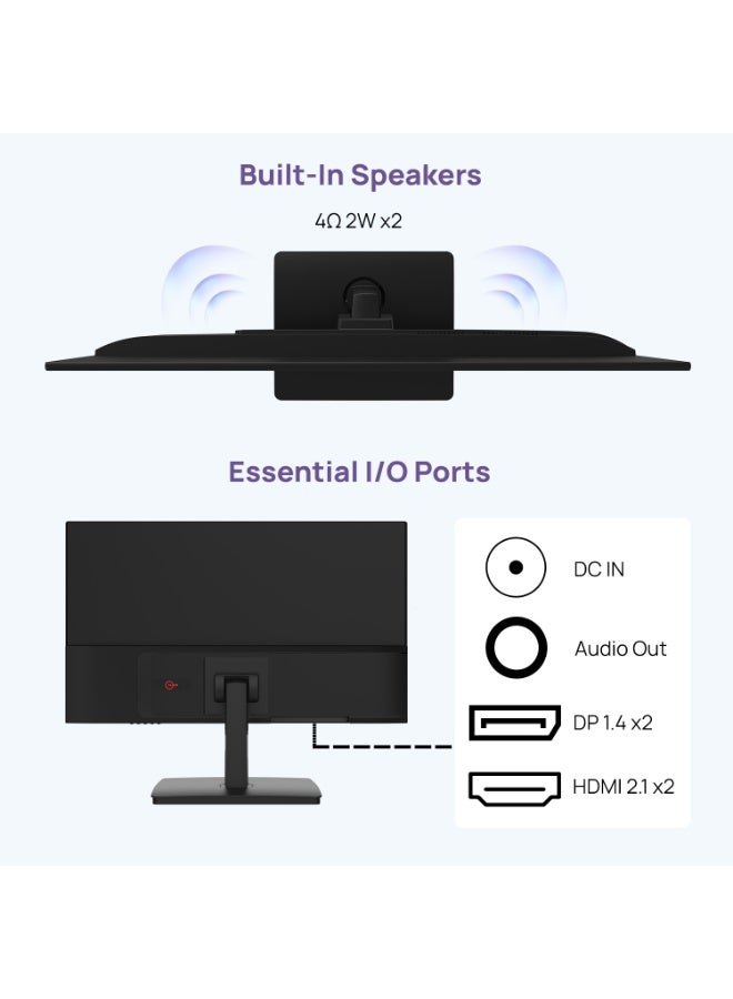 HAW Q27IPY1 27-Inch QHD Gaming Monitor, 2560×1440 IPS Display, 200Hz Refresh Rate, 0.5ms MPRT, HDMI 2.1 Supported, FreeSync & G-Sync Compatible, Built-in Speakers, Flat Screen, PC & Console Ready – Black image 9