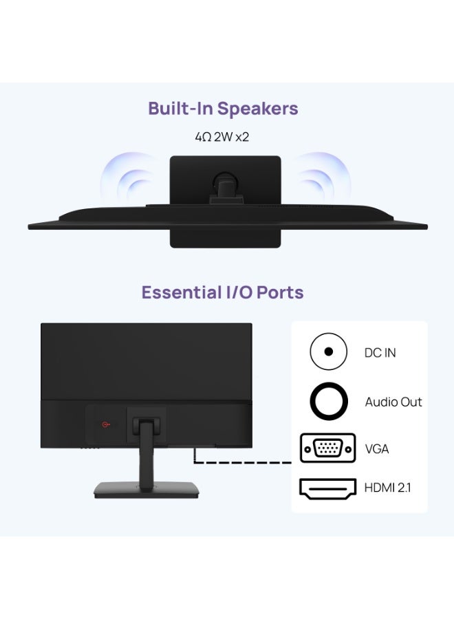 HAW F27IPX 27-Inch Gaming Monitor, FHD 1920×1080 IPS Display, 120Hz Refresh Rate, 0.5ms MPRT, HDMI 2.1 Supported, FreeSync & G-Sync Compatible, Built-in Speakers, Flat Screen, PC & Console Ready – Black image 8