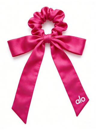 Alo Yoga Alo Burgundy Satin Scrunchie with Large Bow  display picture 1