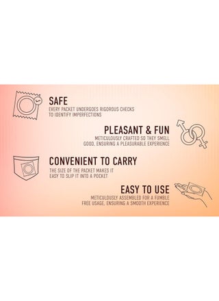 Epic Pleasure - Long Lasting Raspberry Flavour Lubricated Latex Condoms