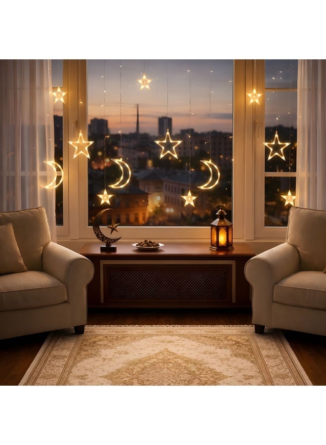 Buy Home Care Moon & Star Curtain Lights 3M – Warm LED Ramadan & Eid ...